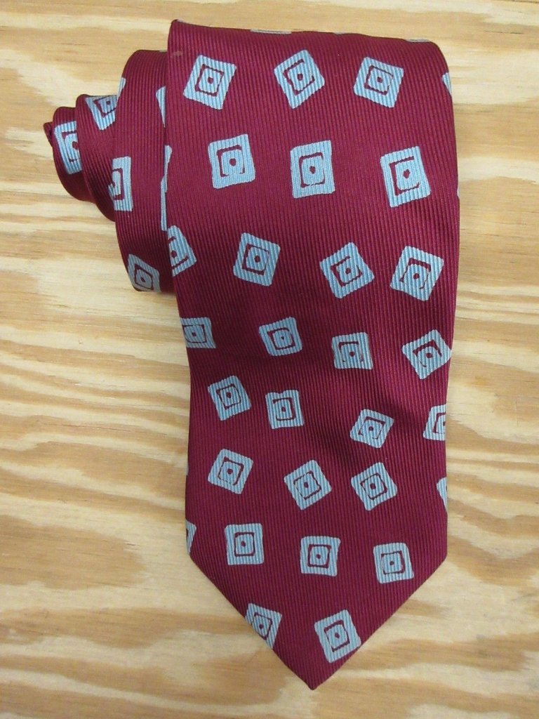 Charvet Neck Tie Red Place Vendome Silk Geometric Made In France